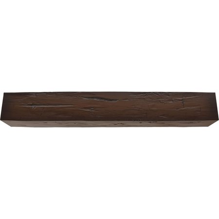 Ekena Millwork Hand Hewn Faux Wood Fireplace Mantel, Premium Mahogany, 6"H x 10"D x 84"W MANUHH06X10X84ZM